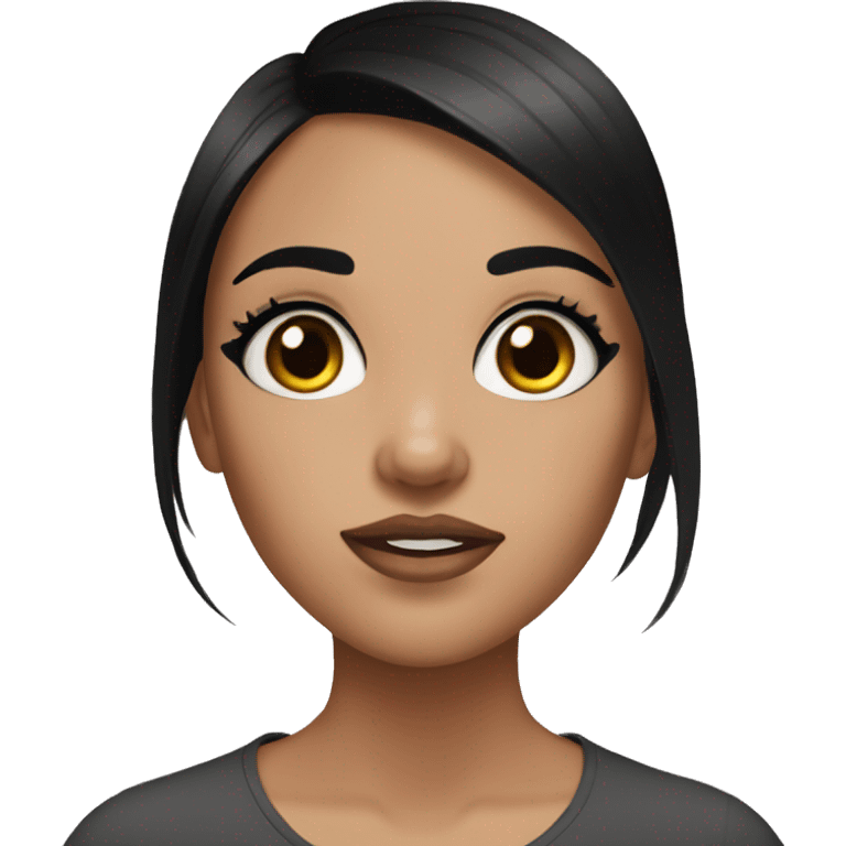 girl with black hair and long eyelashes and black eyeliner emoji