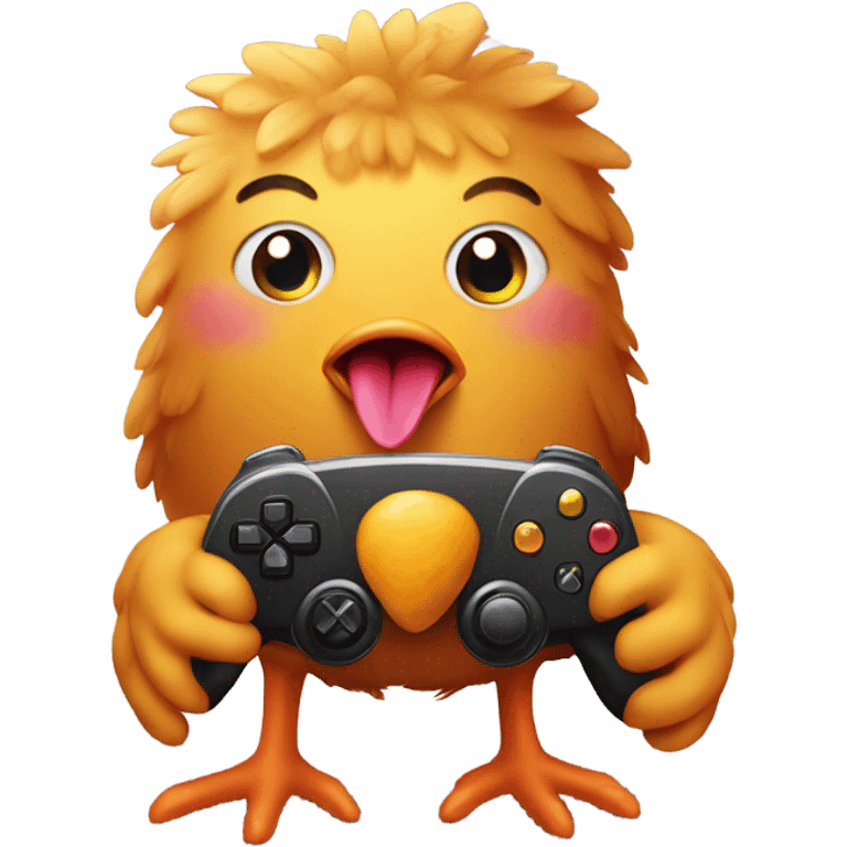 Chicken nugget play video games  emoji