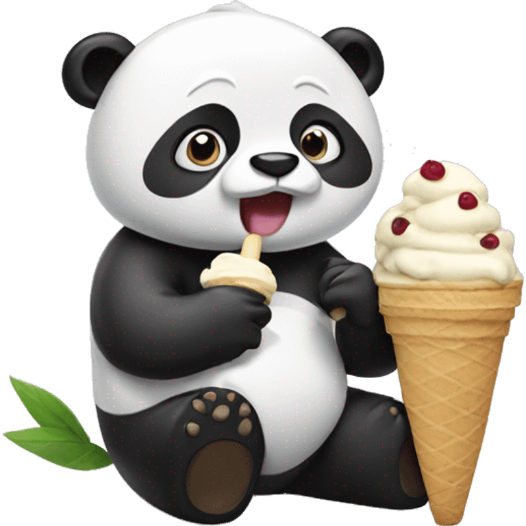 Panda eating ice cream emoji