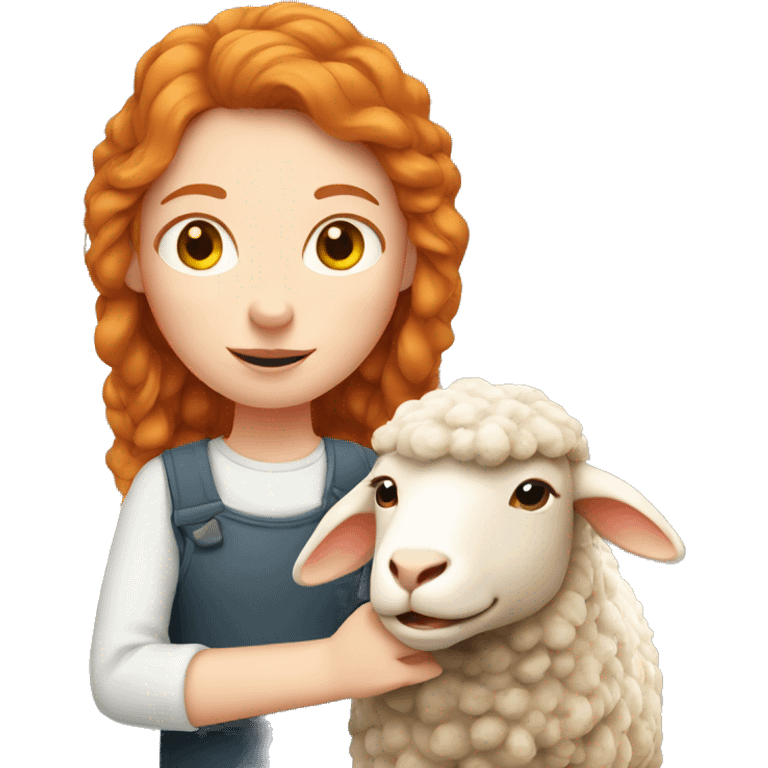 Ginger girl with a sheep  emoji