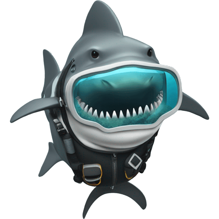 Shark in a scuba diving suit emoji