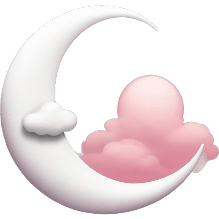 White Crescent moon and pink clouds emoji