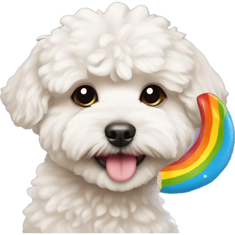 maltipoo dog with rainbow chew tou emoji