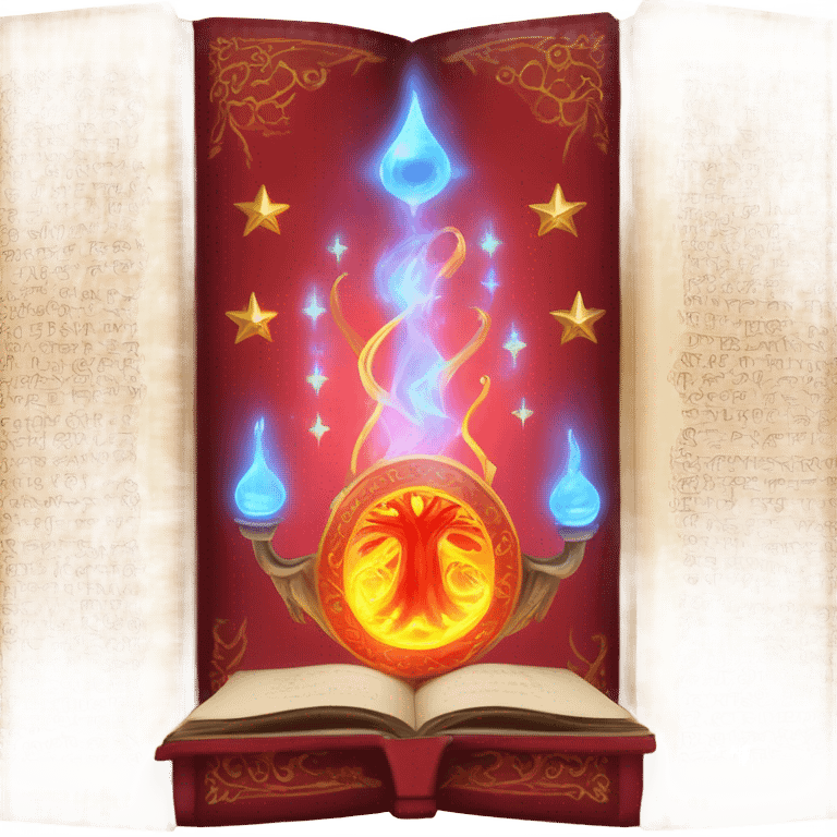 red magical elemental book emoji