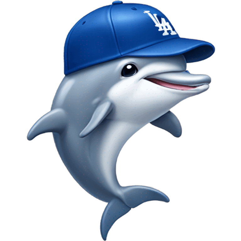 Dolphin with Los Angeles Dodgers cap  emoji