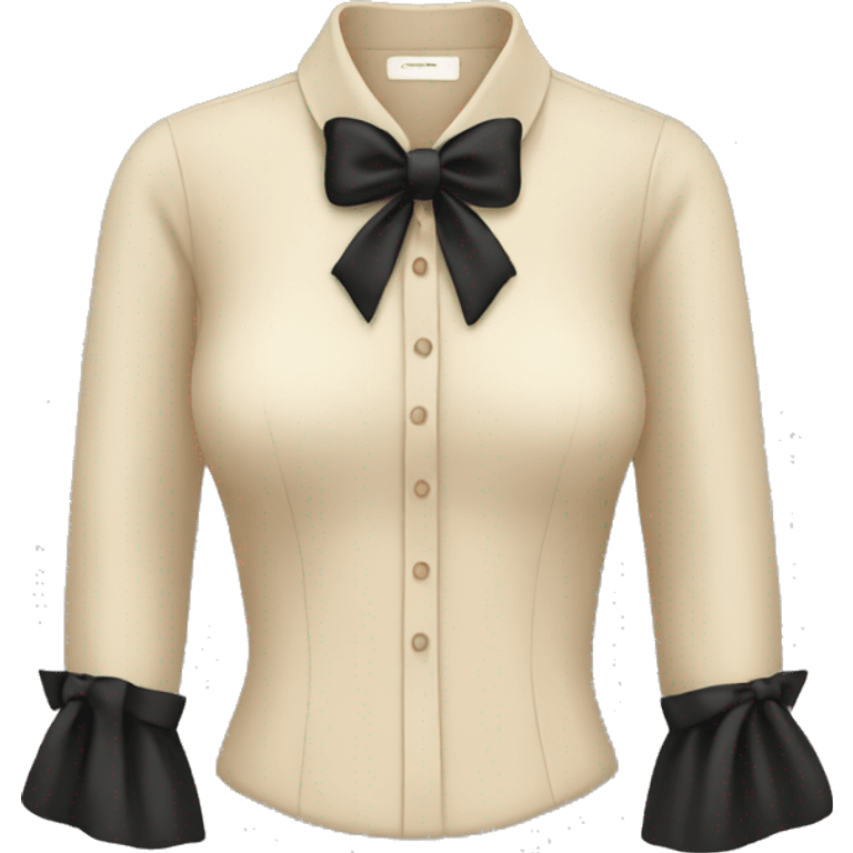 Beige blouse and black bow on it emoji