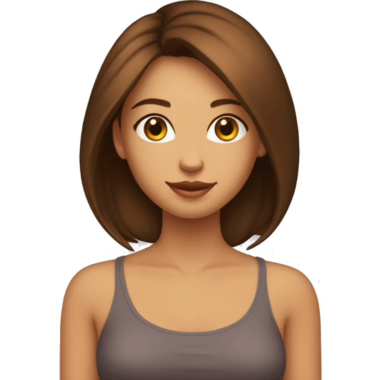 fille cheveux long marron lisse kitty  emoji