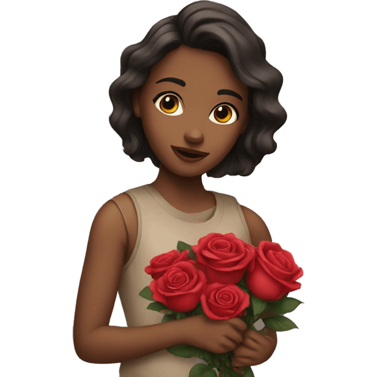 girl with roses emoji