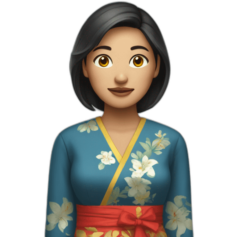 Woman wearing tradional vietnam clothes emoji