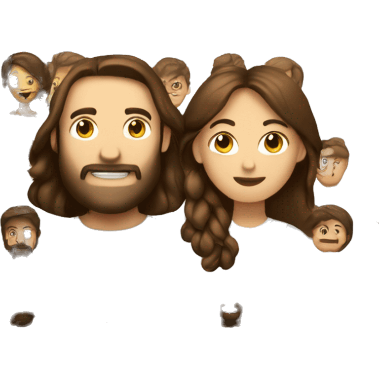 Femme aux cheveux bruns et homme aux cheveux bruns sur un canapé  emoji