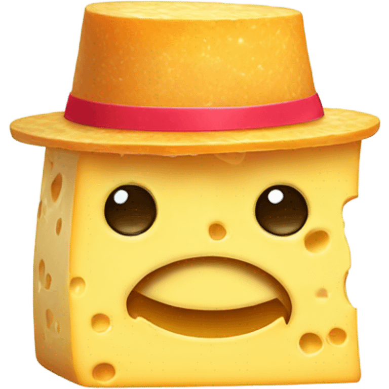 Cheese wearing a hat emoji