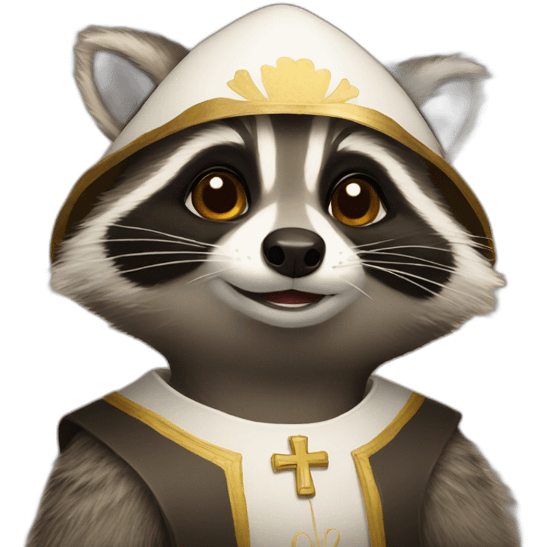 raccoon wearing pope hat emoji