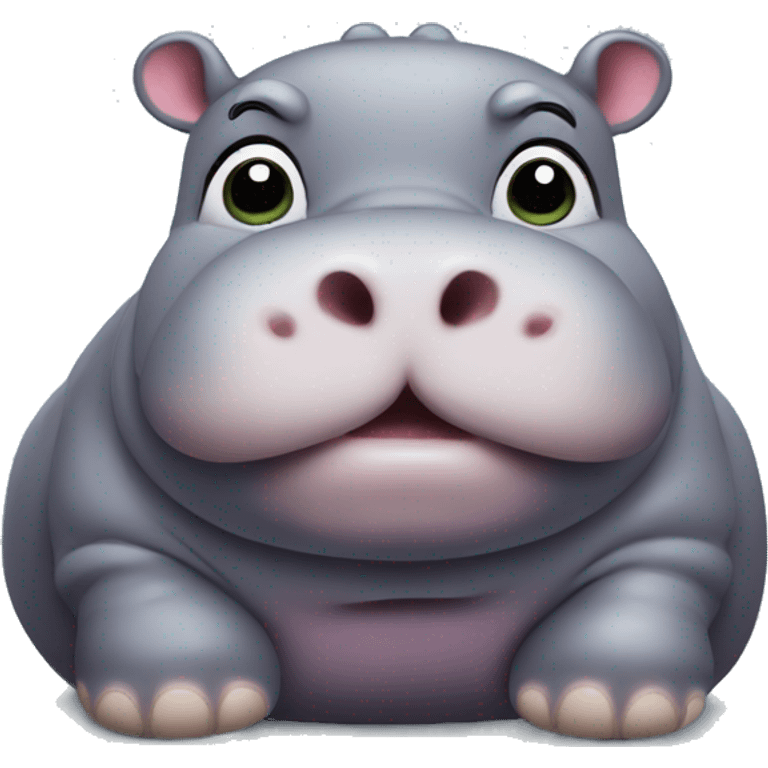 chubby hippo with a belly emoji