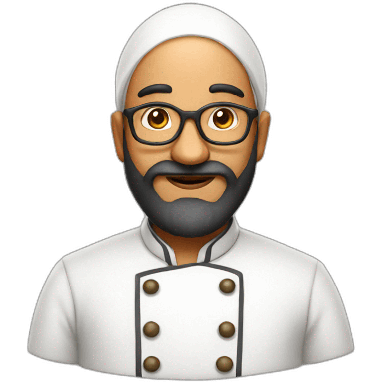 Bald long beard Indian chef, 40 years emoji