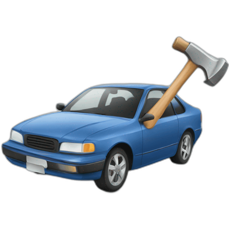 A person breaking a car with a hammer emoji