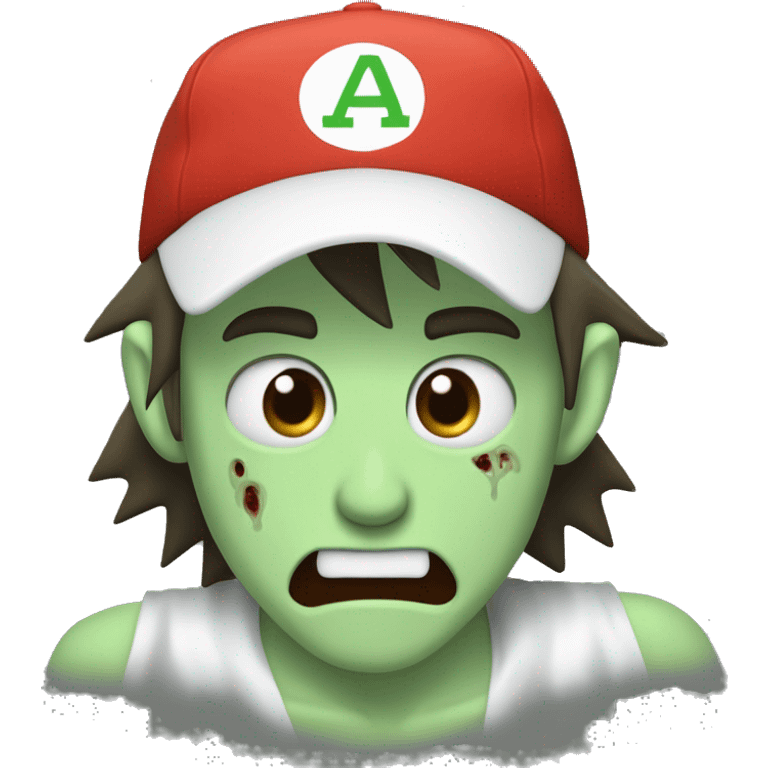 ZOMBIE Ash Ketchum. Red and white cap.  emoji