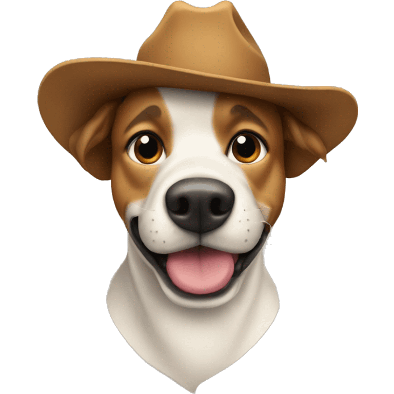 Dog in the cow boy had emoji