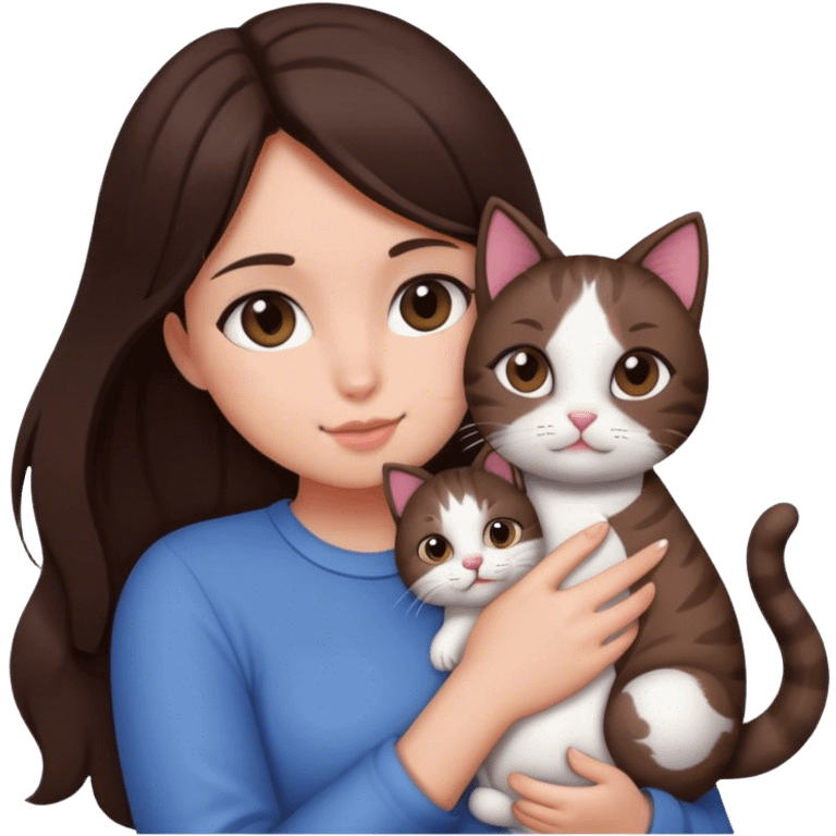 Brunette Girl holding cat emoji