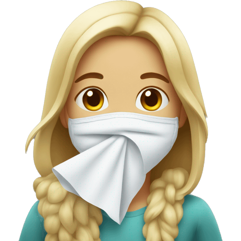 smiling girl indoors with tissue emoji