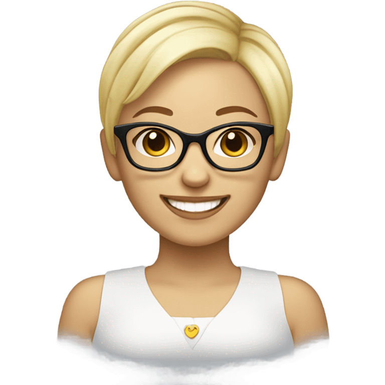 Pretty blond woman pixie cut glasses love emoji