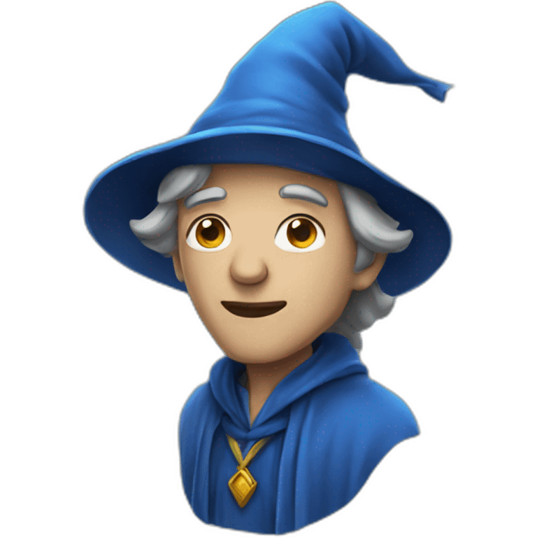 Wizard with a smart appearance wearing a blue hat. emoji