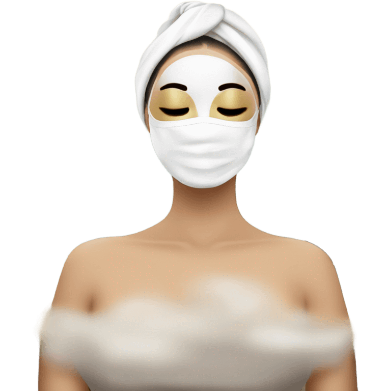 Lady with face mask spa beauty full face relaxing emoji