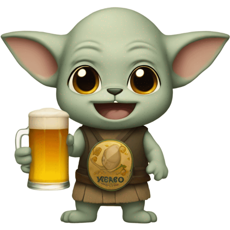 Grogu with beer emoji