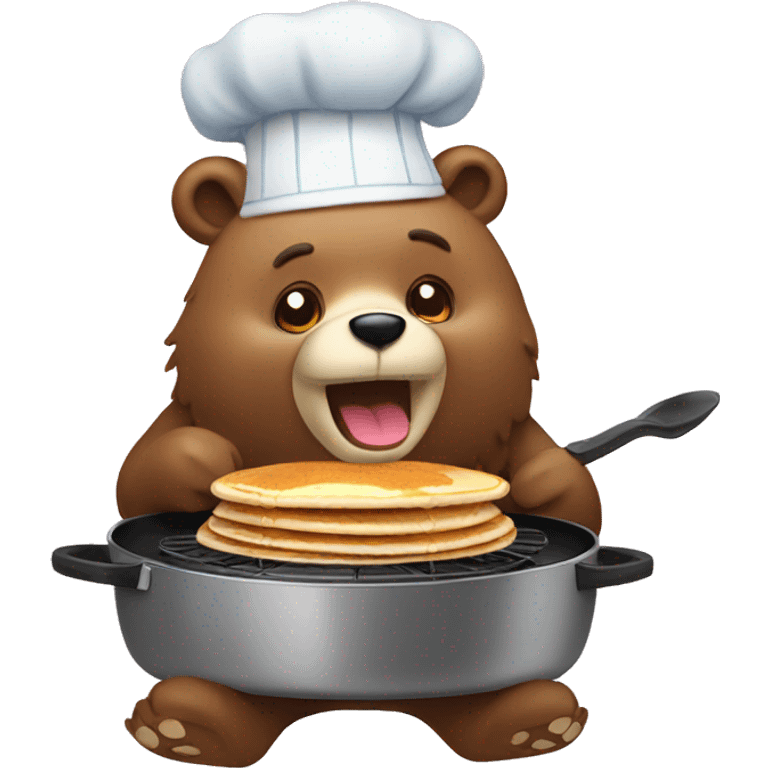 bear cooking pancakes emoji