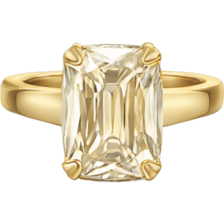 Gold Elongated Cushion cut diamond ring emoji