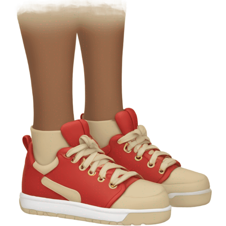 red and beige sneakers on feet emoji