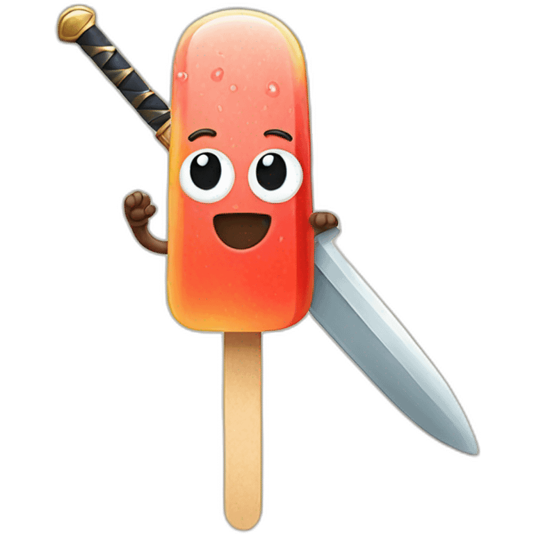 a popsicle with an arm wearing a sword emoji