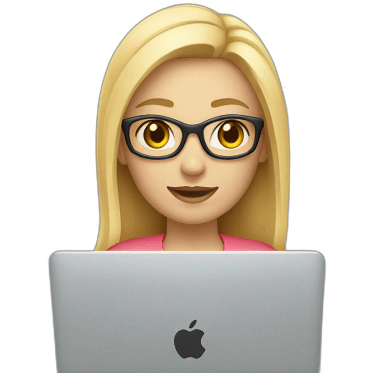 blonde female software engineer with Macbook on the side emoji