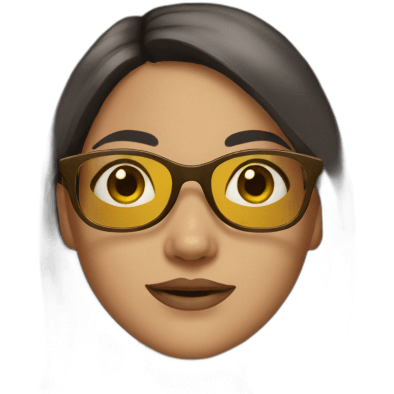 a girl with dark brown hair and golden glasses emoji