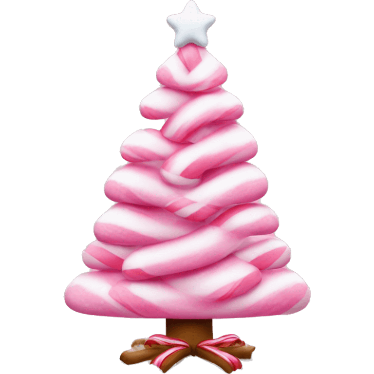 pink christmas tree with white snow and pink candy canes emoji