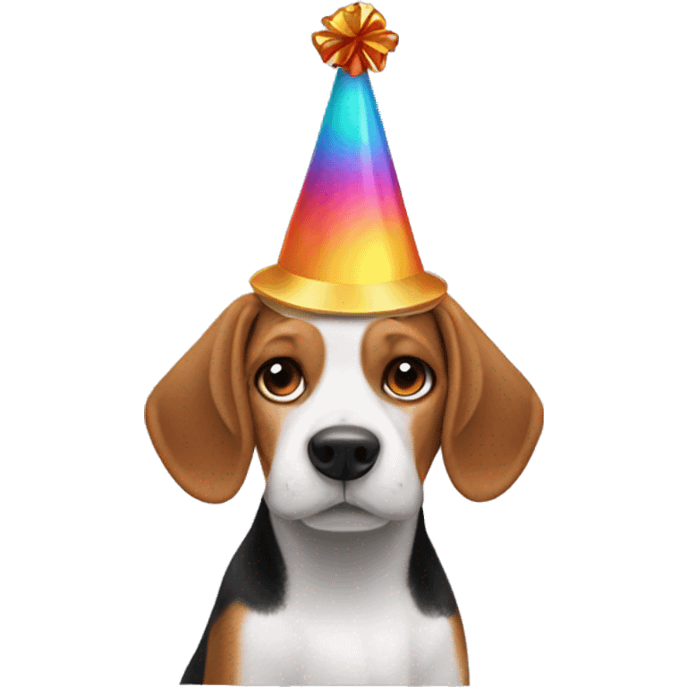 Beagle with partyhat and drol  emoji