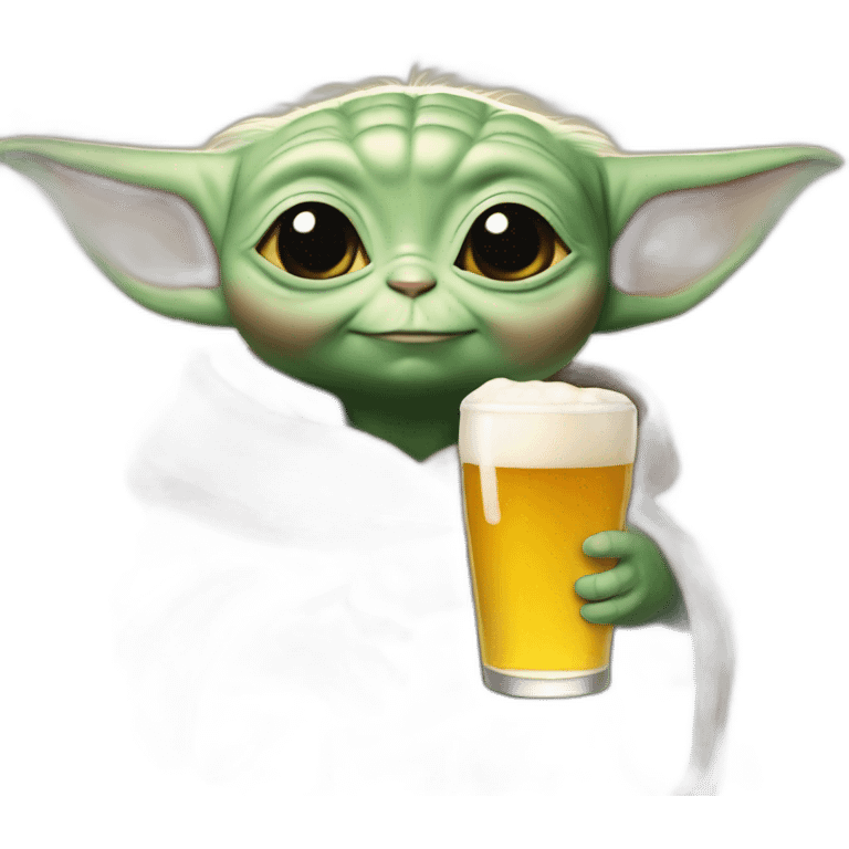 Baby yoda holding beer emoji