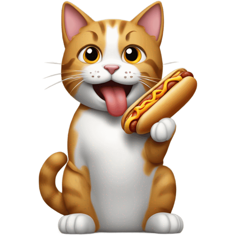 Cat eating a hotdog  emoji