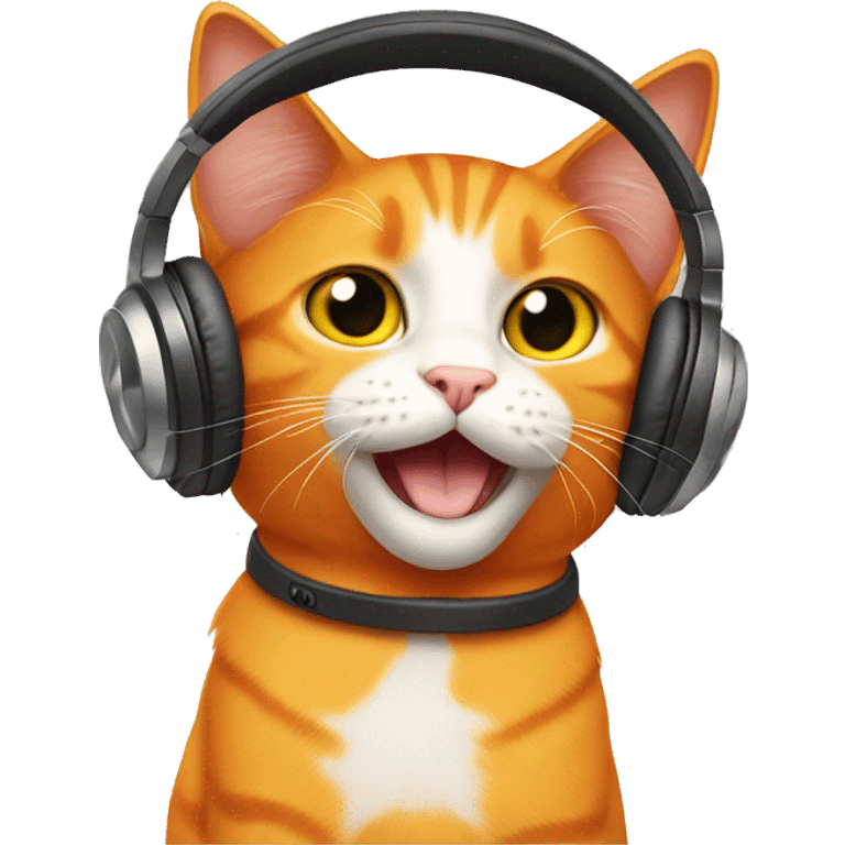 An orange cat wearing headphones emoji