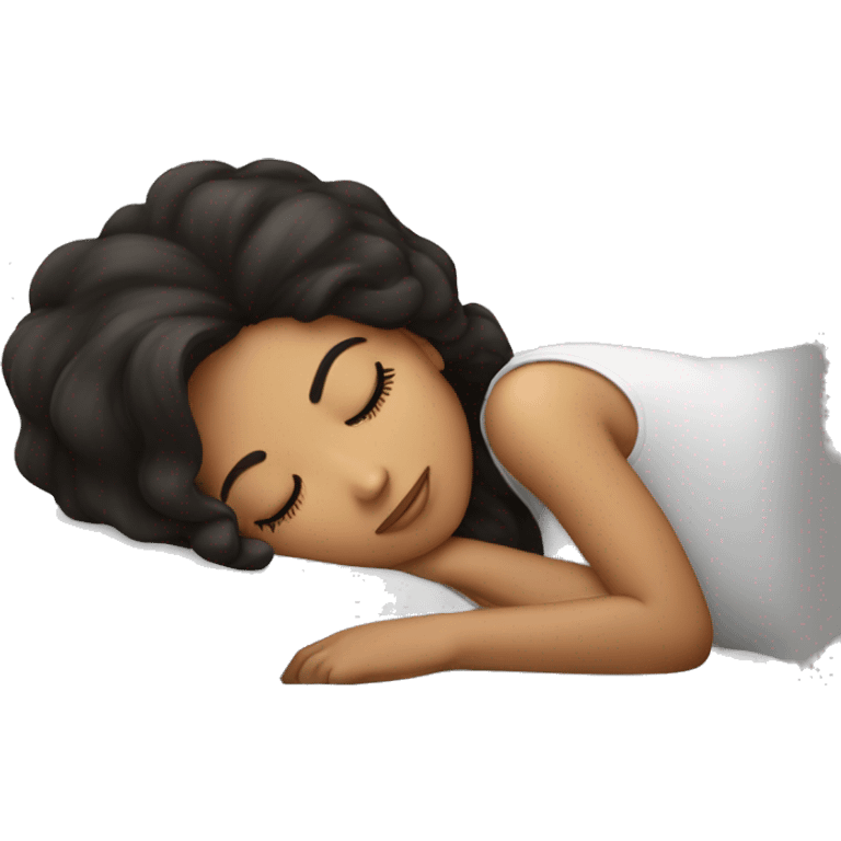 Sleeping girl on pillow dark hair emoji