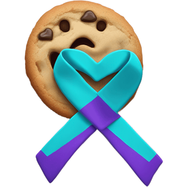 Purple teal Suicide awareness ribbon, heart cookie emoji