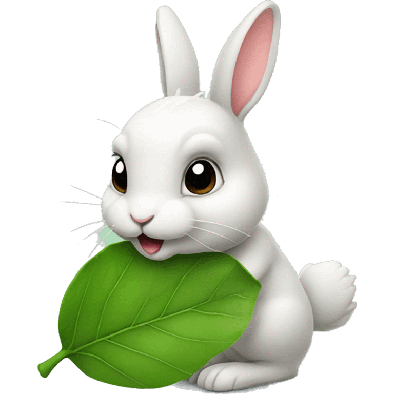 Bunny eating leaf emoji