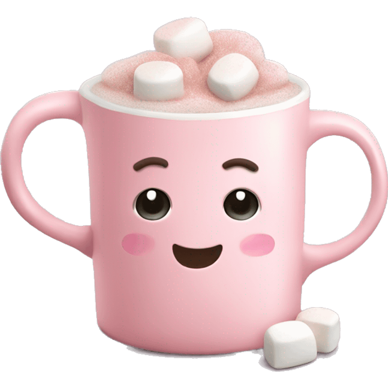 Light Pink mug of hot chocolate with marshmallows  emoji