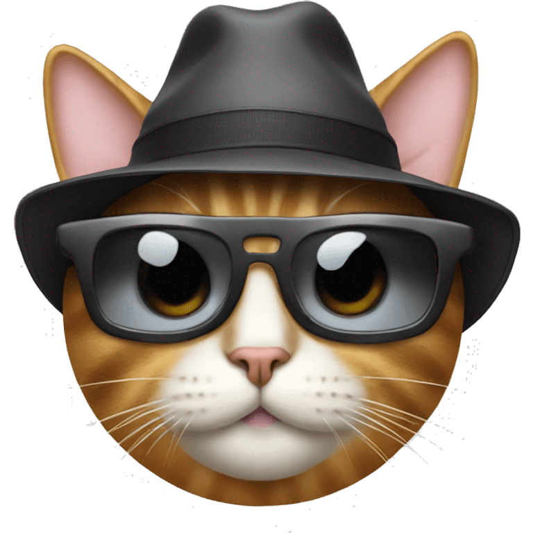 Cat wearing a hat with sunglasses emoji