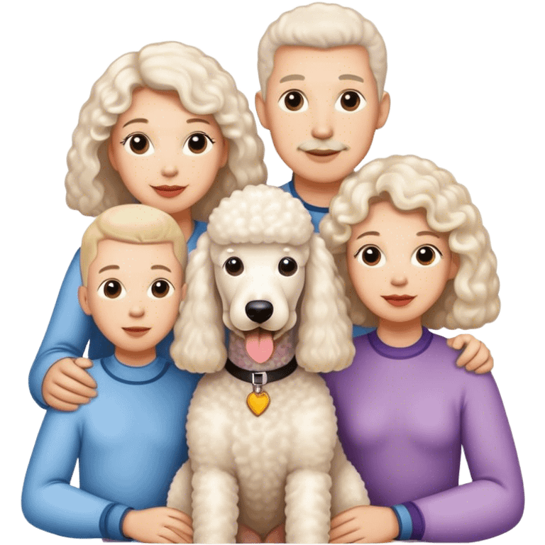 Four Family and a white standard poodle emoji