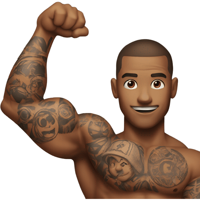 Flexing arm brown tattoo sleeve  emoji