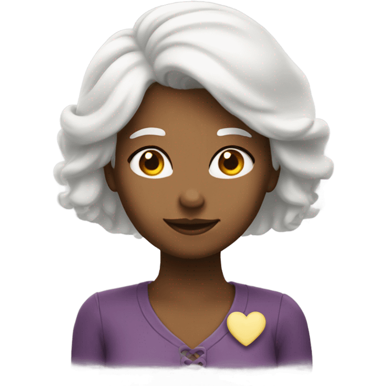 heart shape face white hair lady emoji