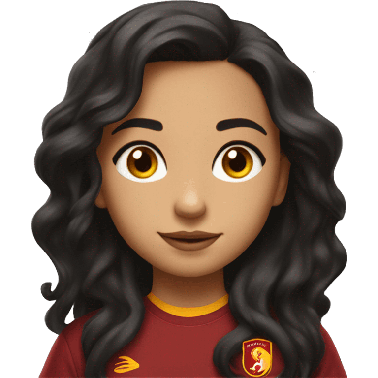 girl with long wavey black hair brown eyes make up and galatasaray shirt which you can see clearly with logo emoji