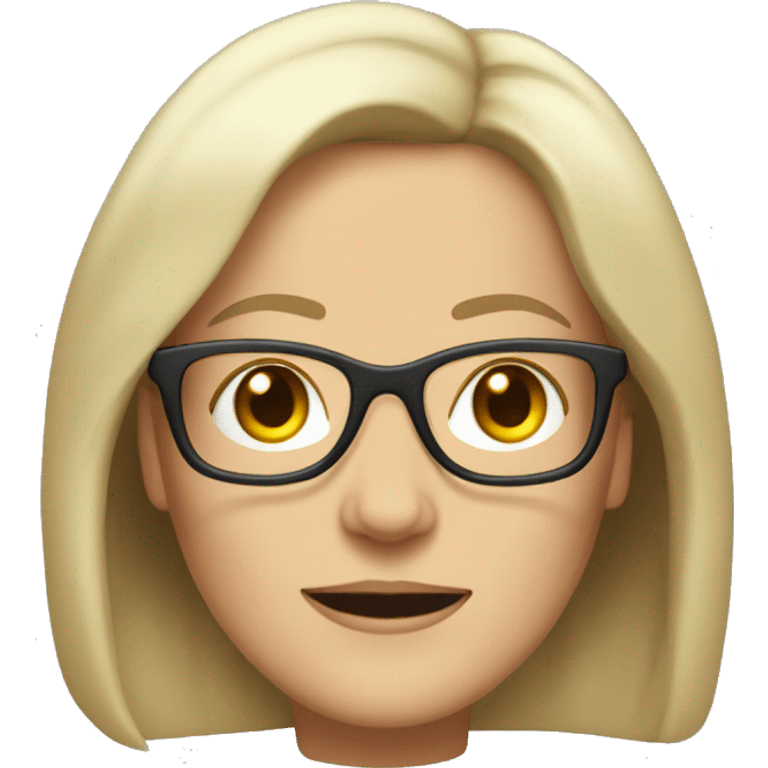 middle age white woman with shoulder length hair and glases emoji