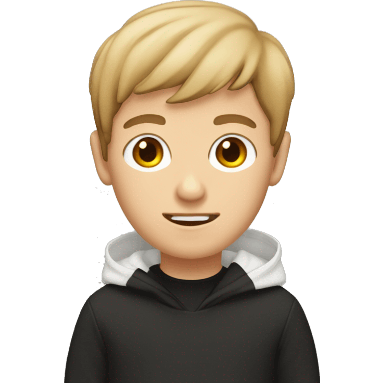 white boy with brown bang and a black hoodie emoji