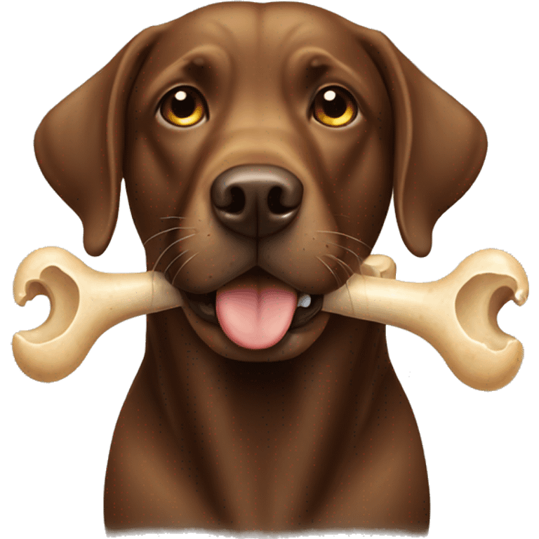 brown labrador with a bone in his teeth emoji